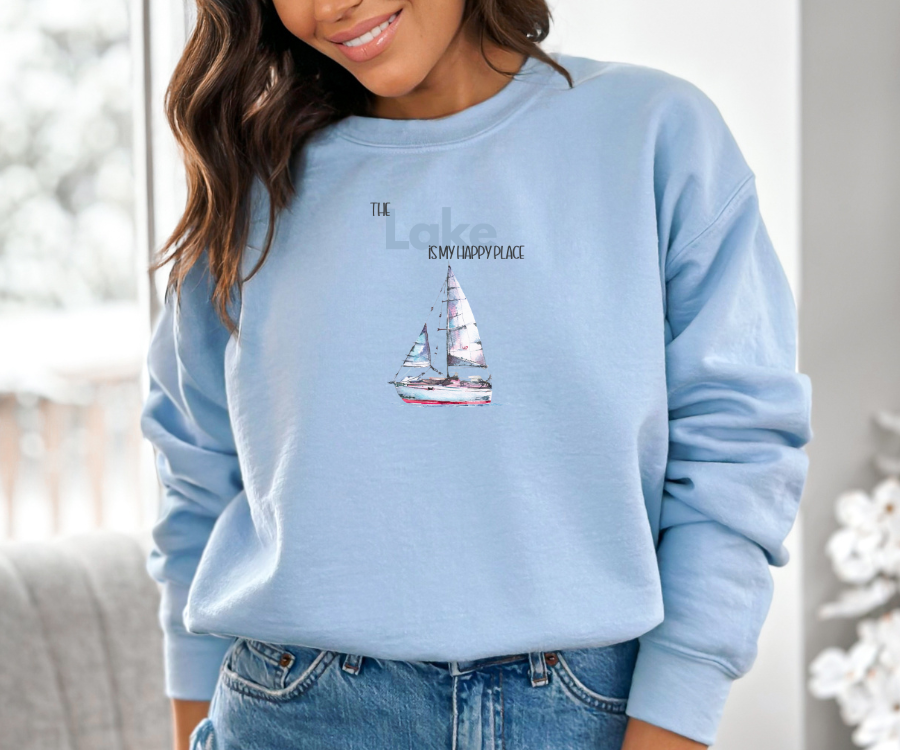 The Lake is My Happy Place Crewneck Sweatshirt