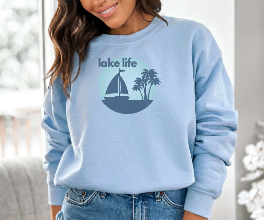 Lake Life Sailboat & Palm Trees Unisex Sweatshirt