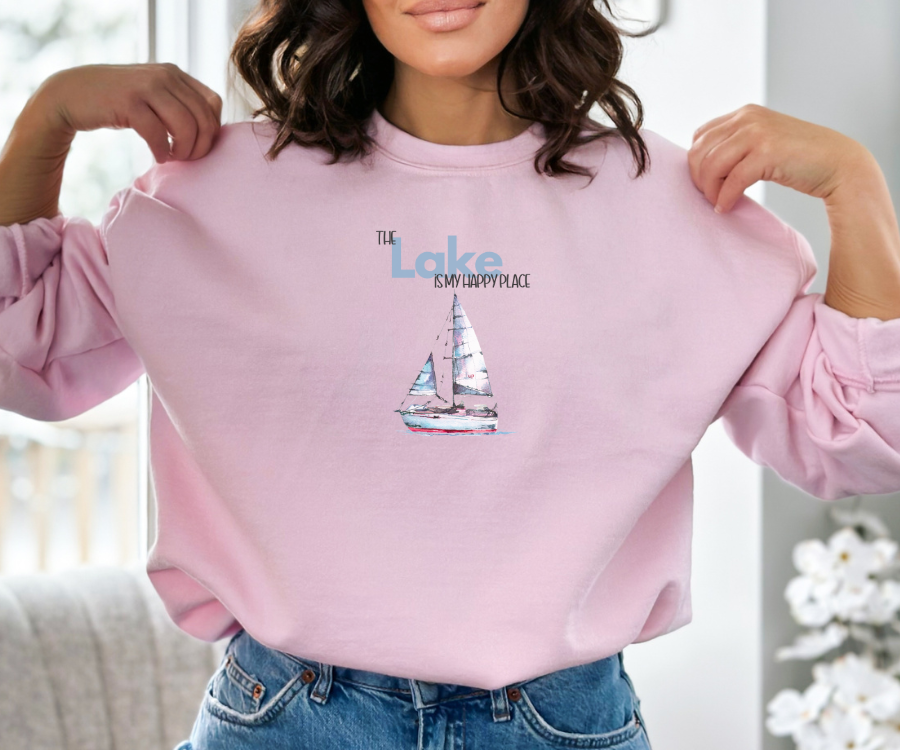 The Lake is My Happy Place Crewneck Sweatshirt