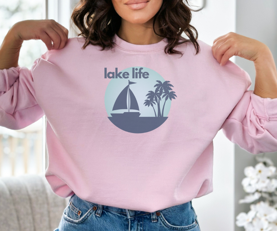 Lake Life Sailboat & Palm Trees Unisex Sweatshirt