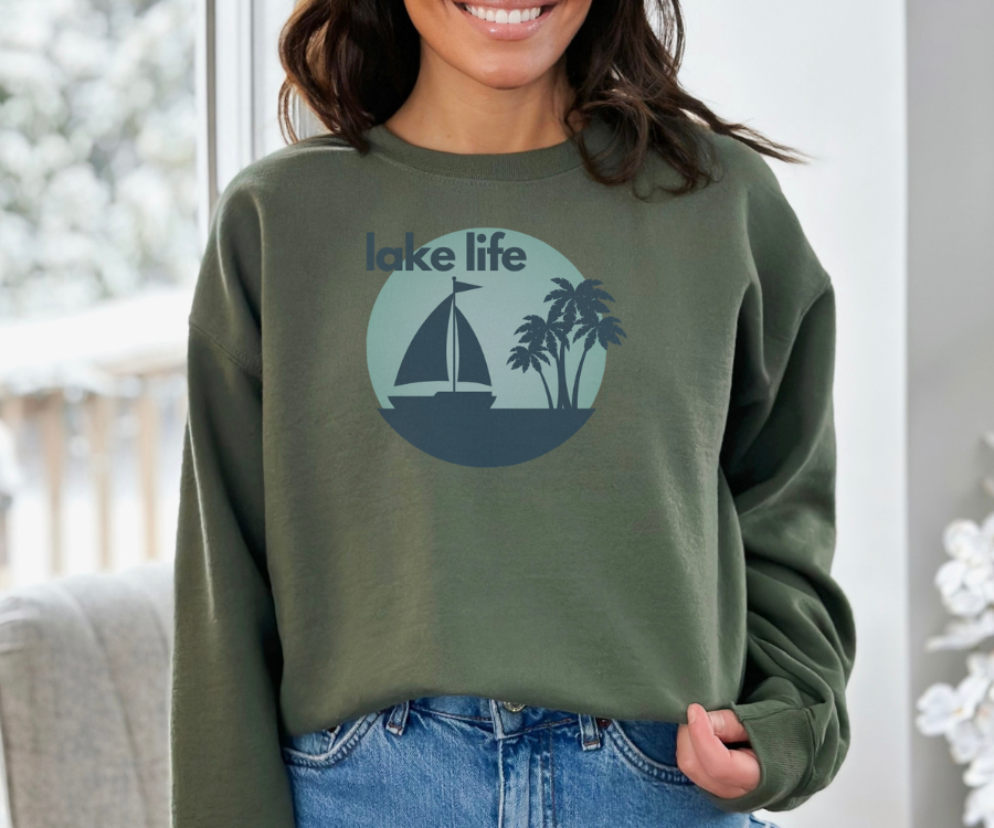 Lake Life Sailboat & Palm Trees Unisex Sweatshirt