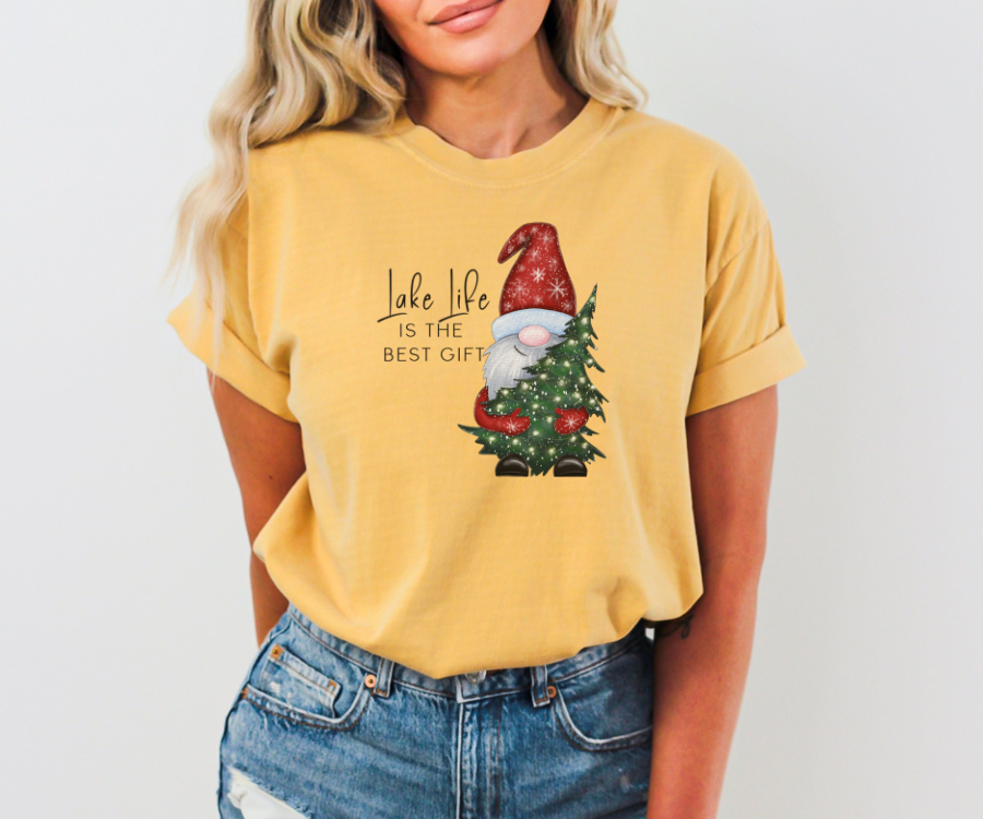 Holiday T-shirt, Festive T-shirt, Lake Life is the Best Gift gnome