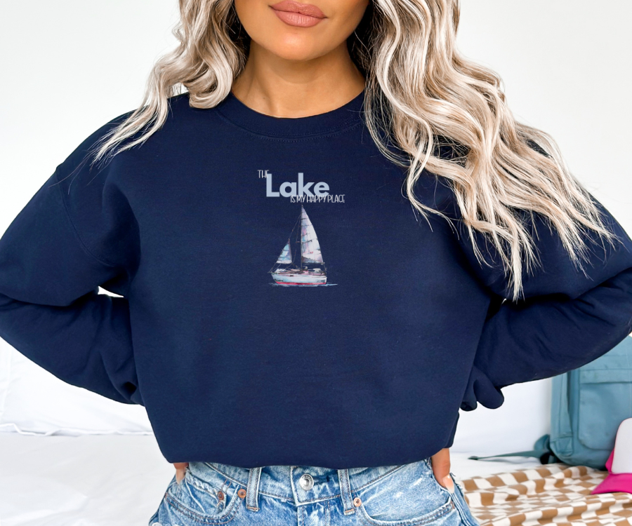 The Lake is My Happy Place Crewneck Sweatshirt