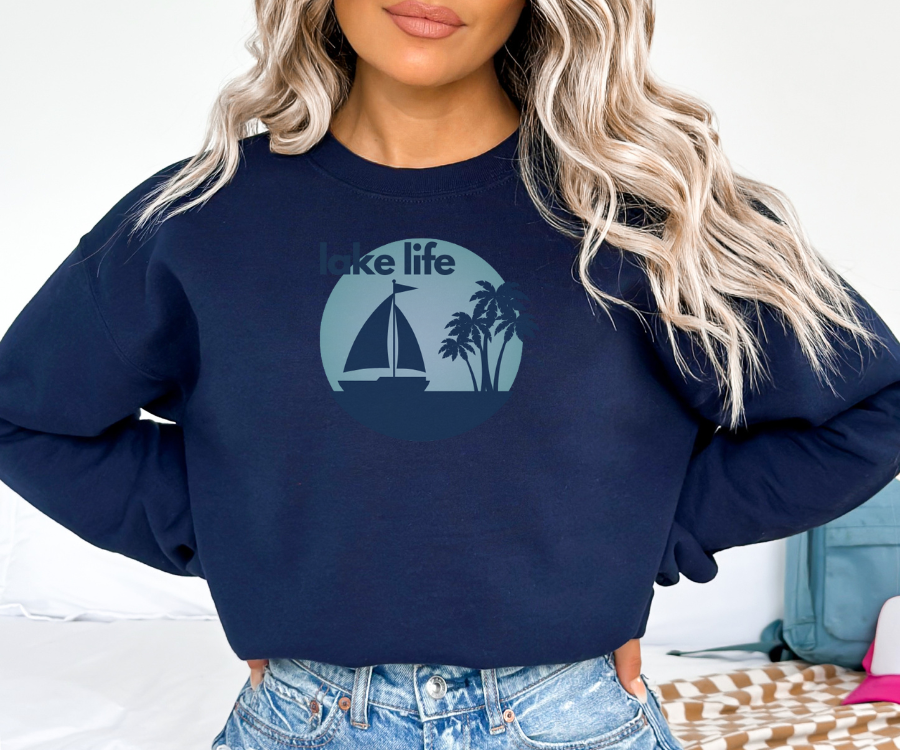 Lake Life Sailboat & Palm Trees Unisex Sweatshirt