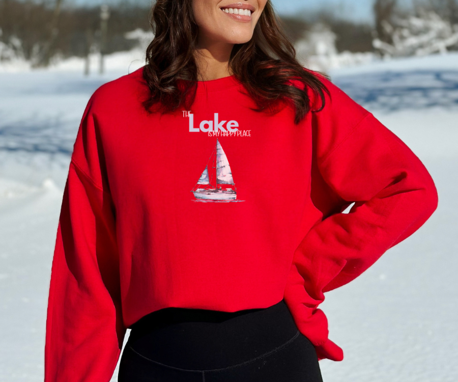 The Lake is My Happy Place Crewneck Sweatshirt