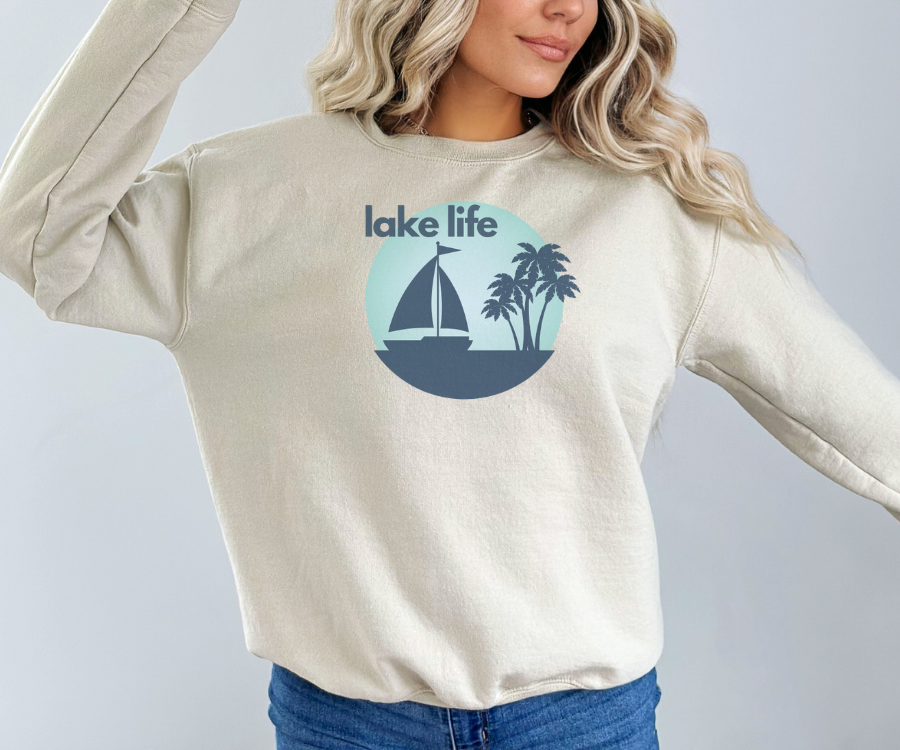 Lake Life Sailboat & Palm Trees Unisex Sweatshirt