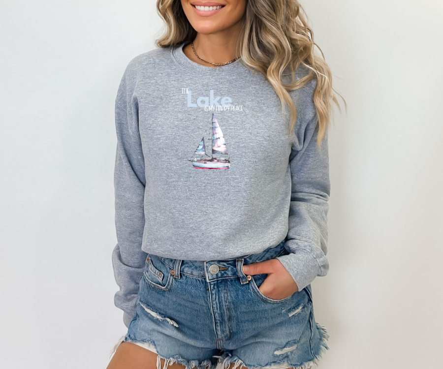 The Lake is My Happy Place Crewneck Sweatshirt