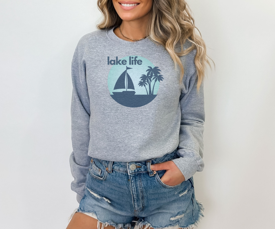 Lake Life Sailboat & Palm Trees Unisex Sweatshirt