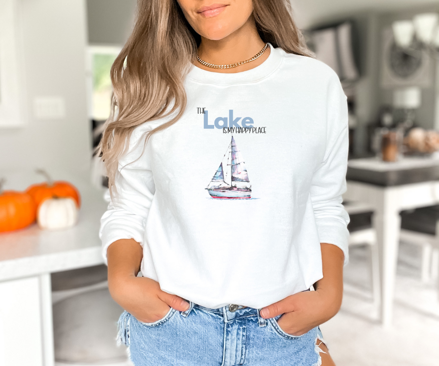 The Lake is My Happy Place Crewneck Sweatshirt