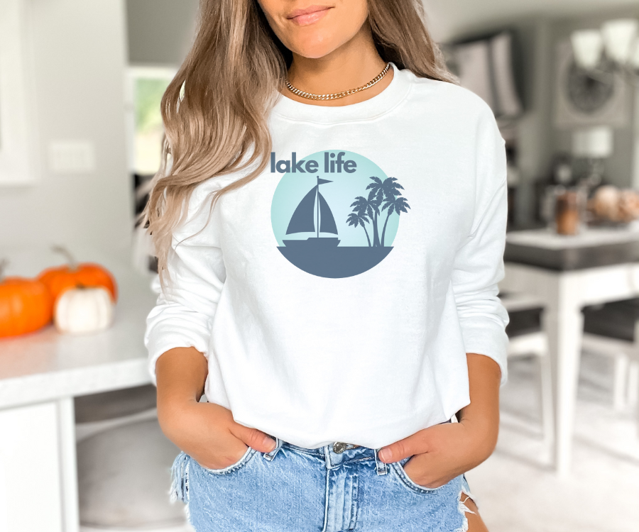 Lake Life Sailboat & Palm Trees Unisex Sweatshirt