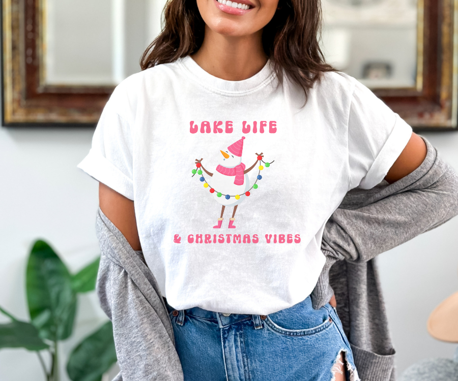 Holiday T-shirt, Lake Life & Christmas Vibes tee