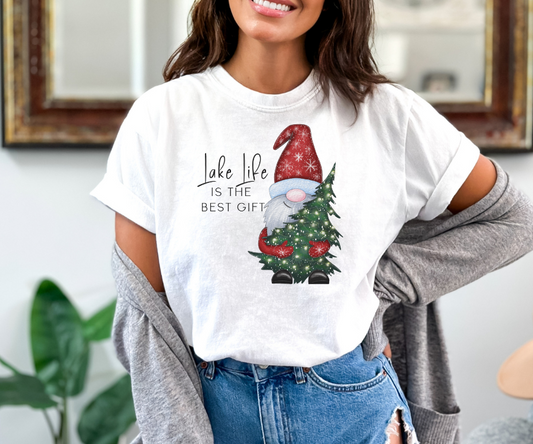 Holiday T-shirt, Festive T-shirt, Lake Life is the Best Gift gnome