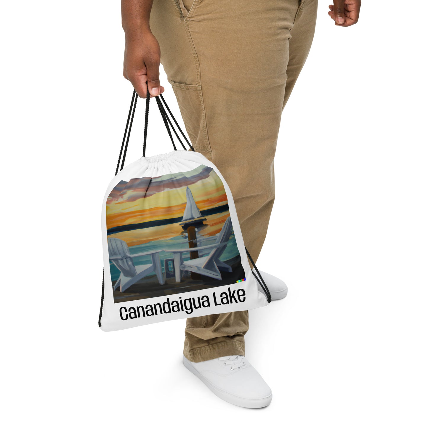 Drawstring bag - Canandaigua Lake Adirondack & Sailboat