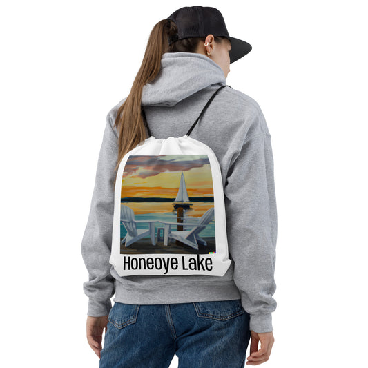 Drawstring bag - Honeoye Lake Adirondack & Sailboat