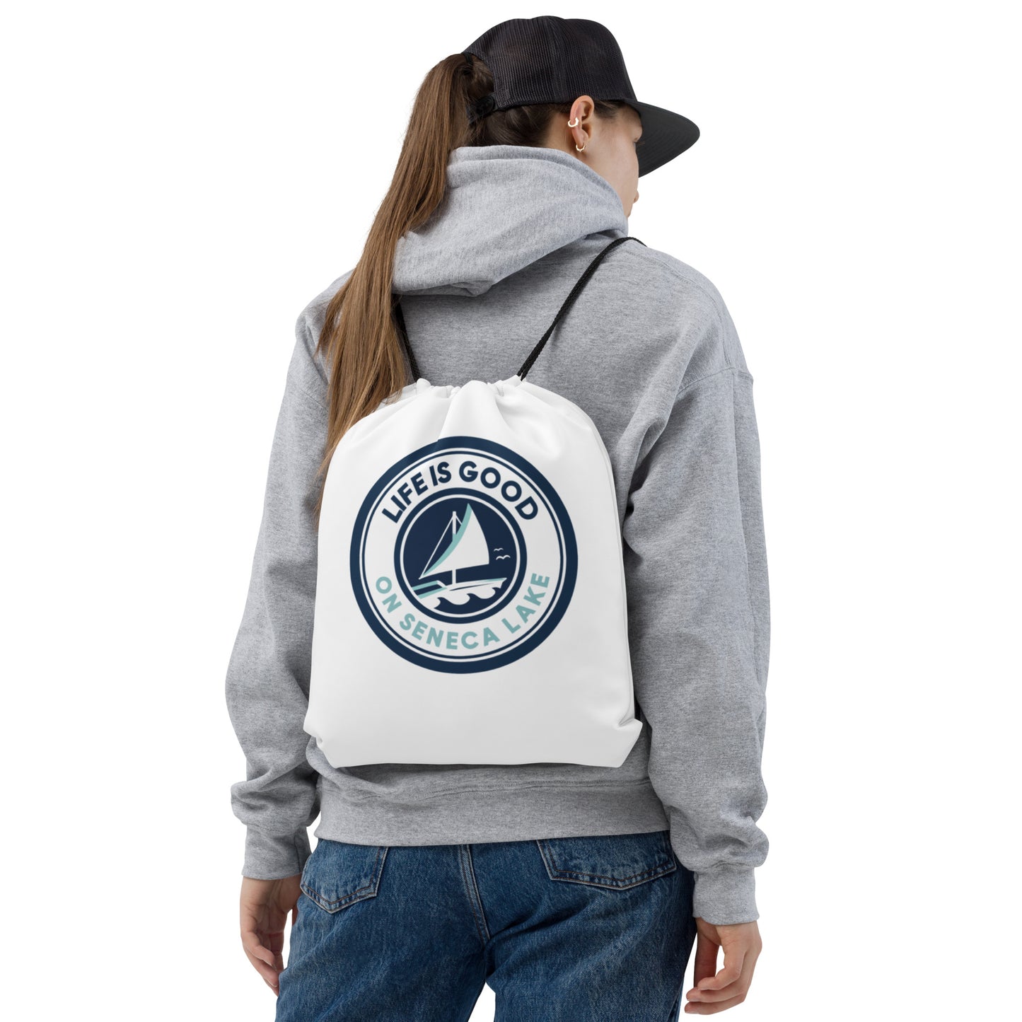 Drawstring bag - Seneca Life is Good Sailboat 1