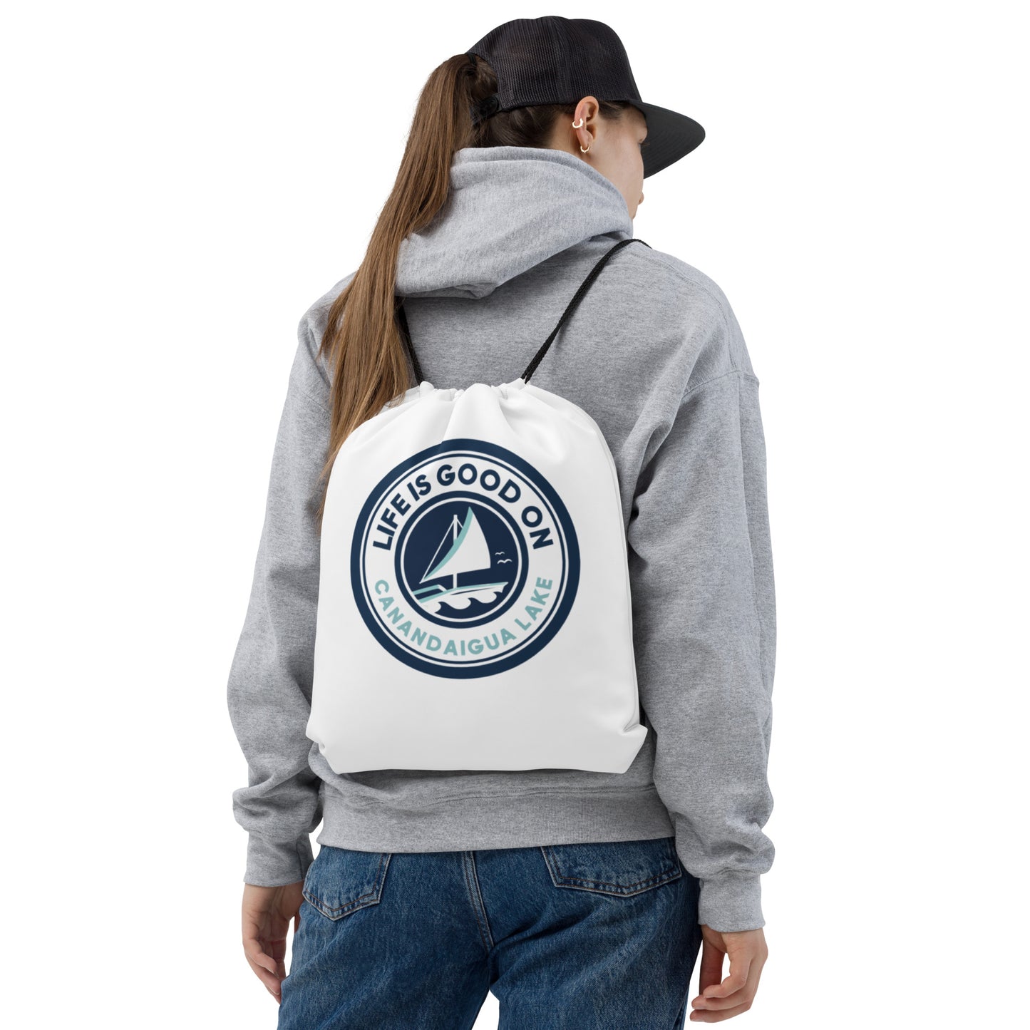 Drawstring bag - Canandaigua Life is Good Sailboat 1