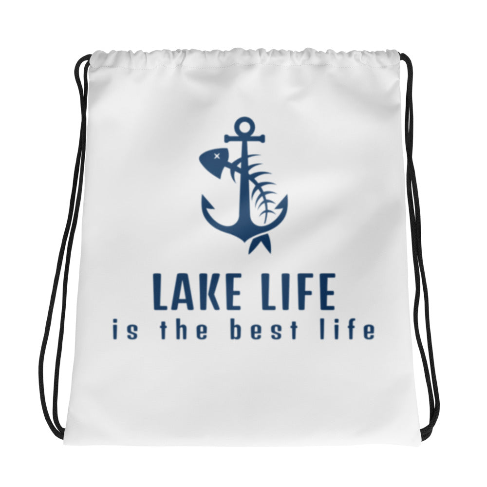 Drawstring bag - Lake Life is the Best Life Anchor