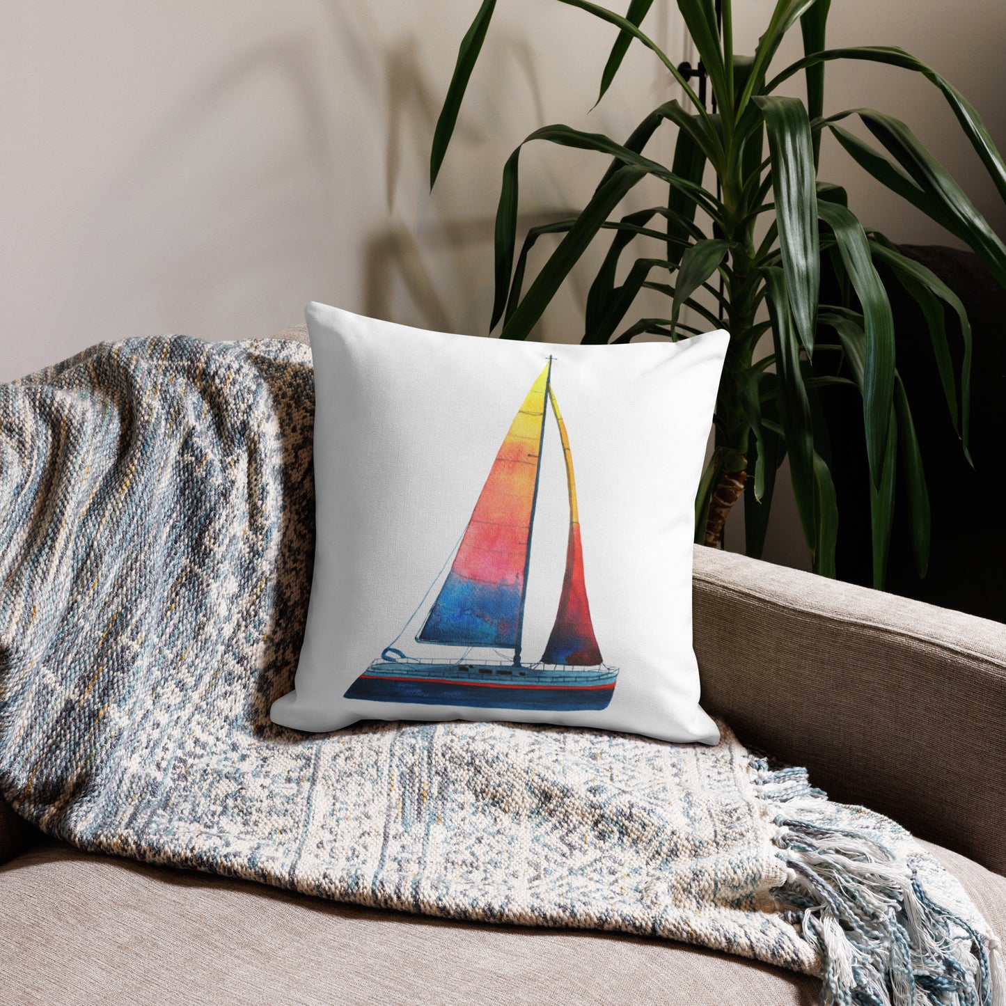 Better to Wake at Waneta Lake Sailboat Premium Pillow