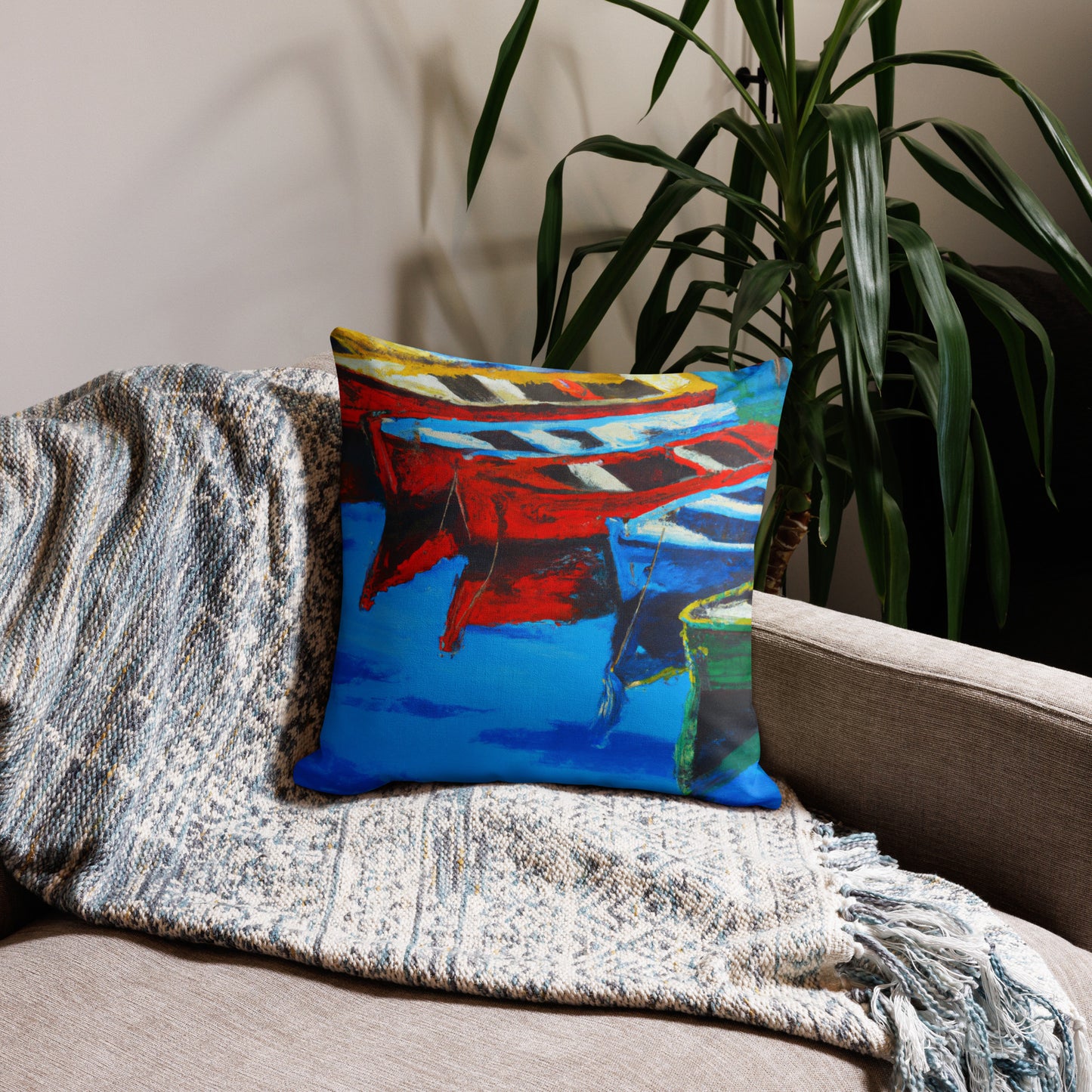 Colorful Rowboats Premium Pillow