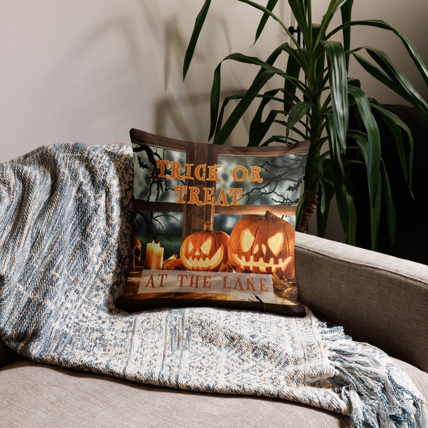 Trick or Treat at the Spooky Lake Premium Pillow for Halloween