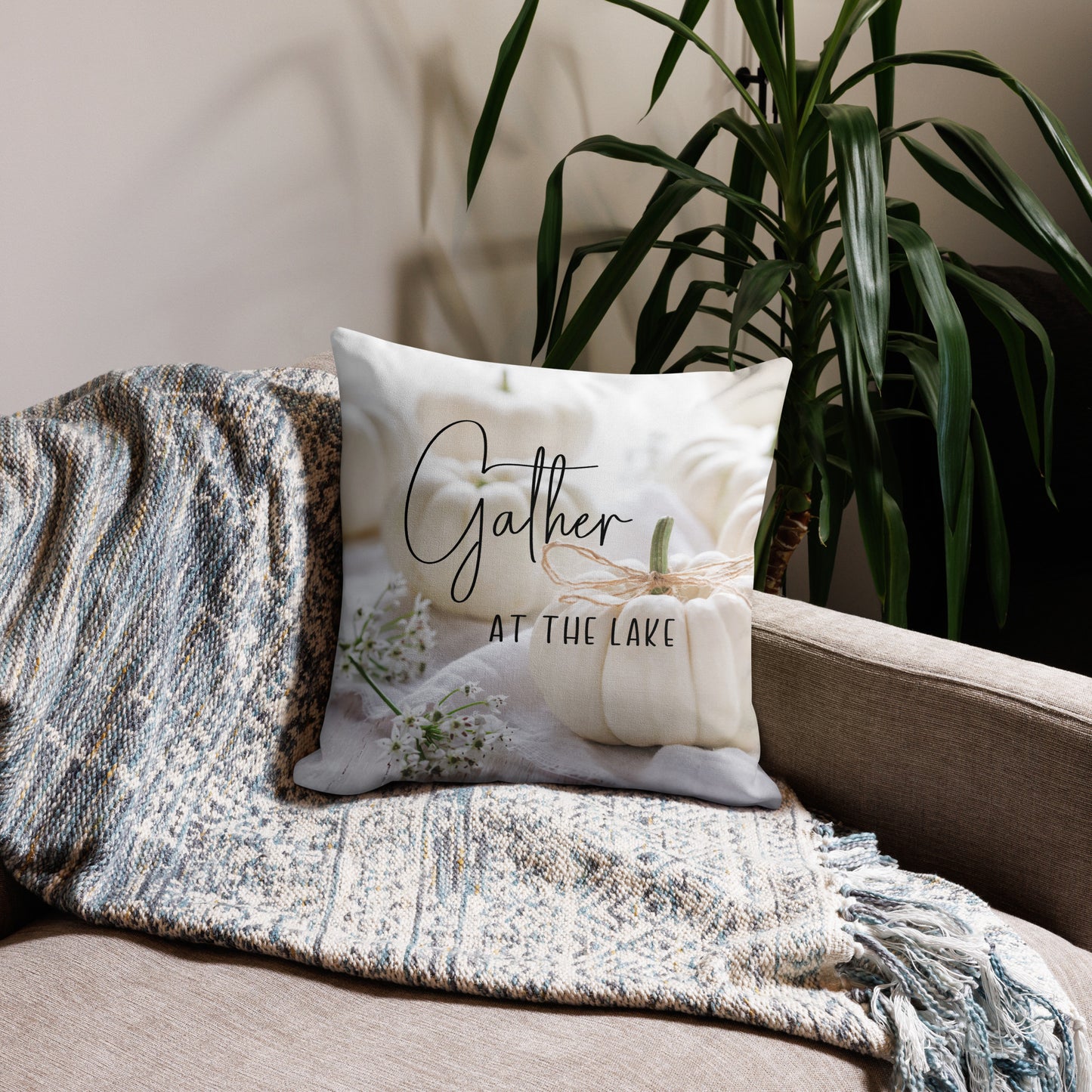 Gather at the Lake Premium Pillow with an autumn design