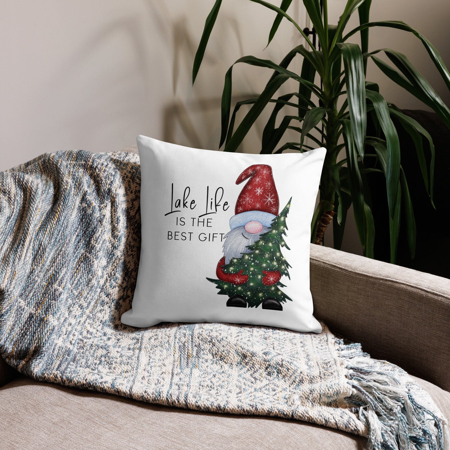 Christmas Pillow, Holiday Pillow, Seasonal Decor,  Lake Life is the Best Gift