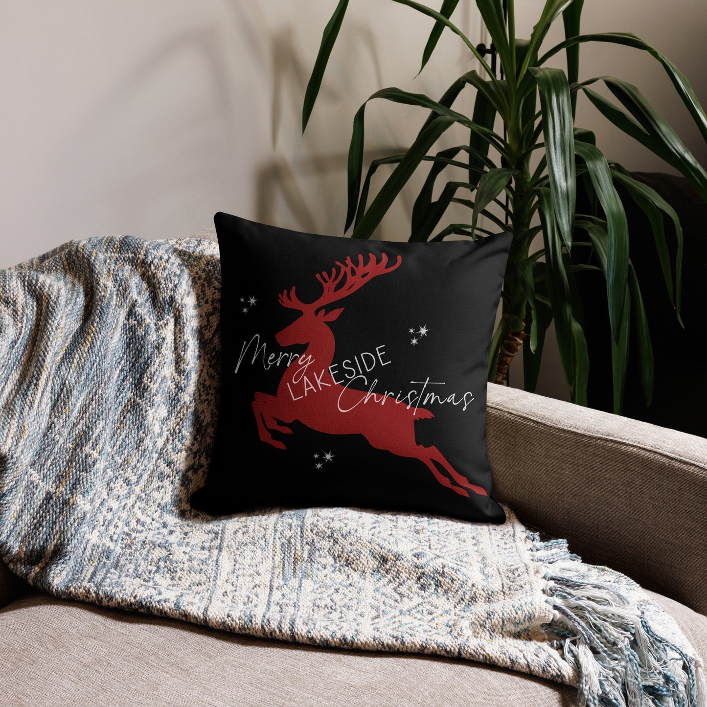 Christmas Pillow, Holiday Pillow, Seasonal Decor, Merry Lakeside Christmas!