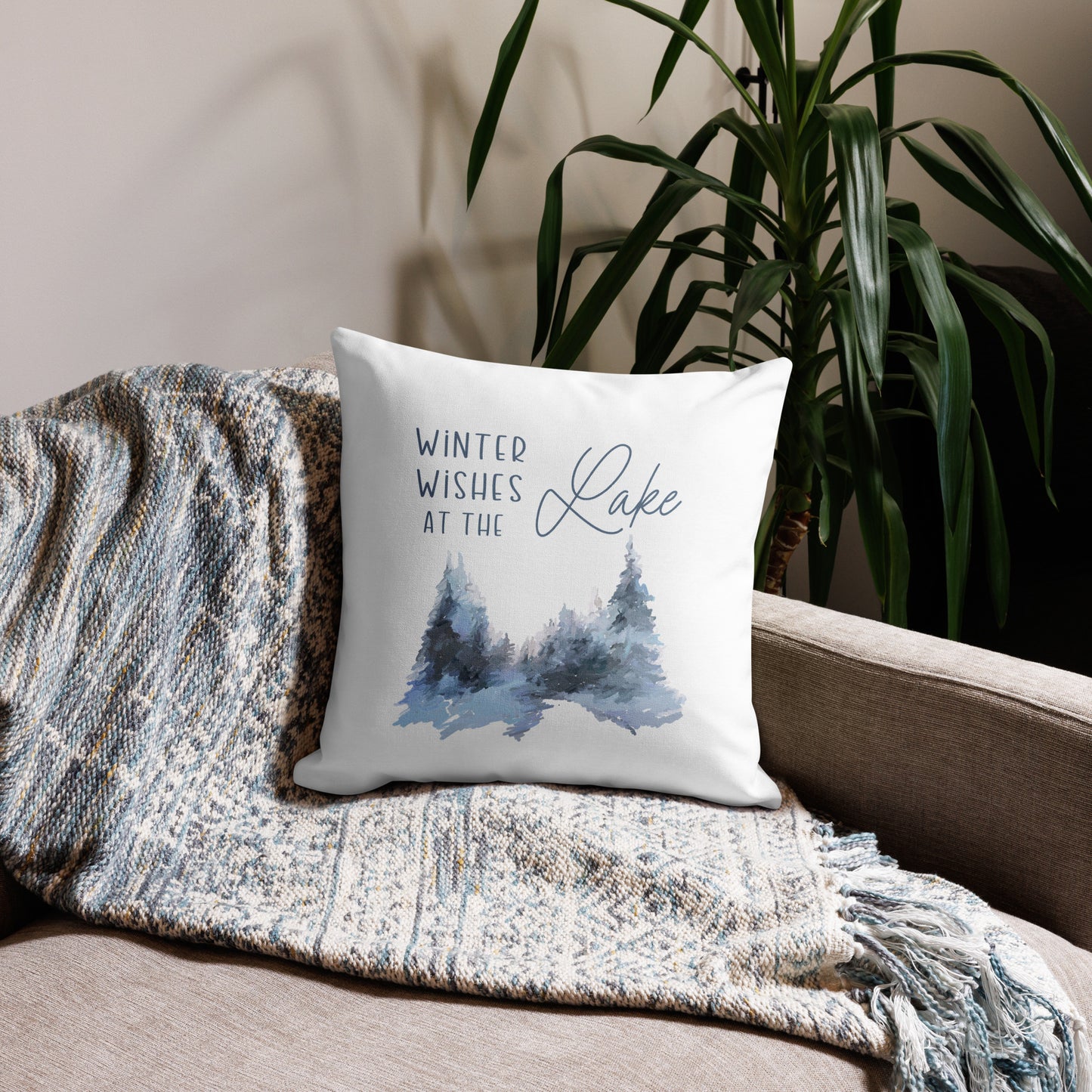 Holiday Pillow, Christmas Pillow, Winter Wishes at the Lake