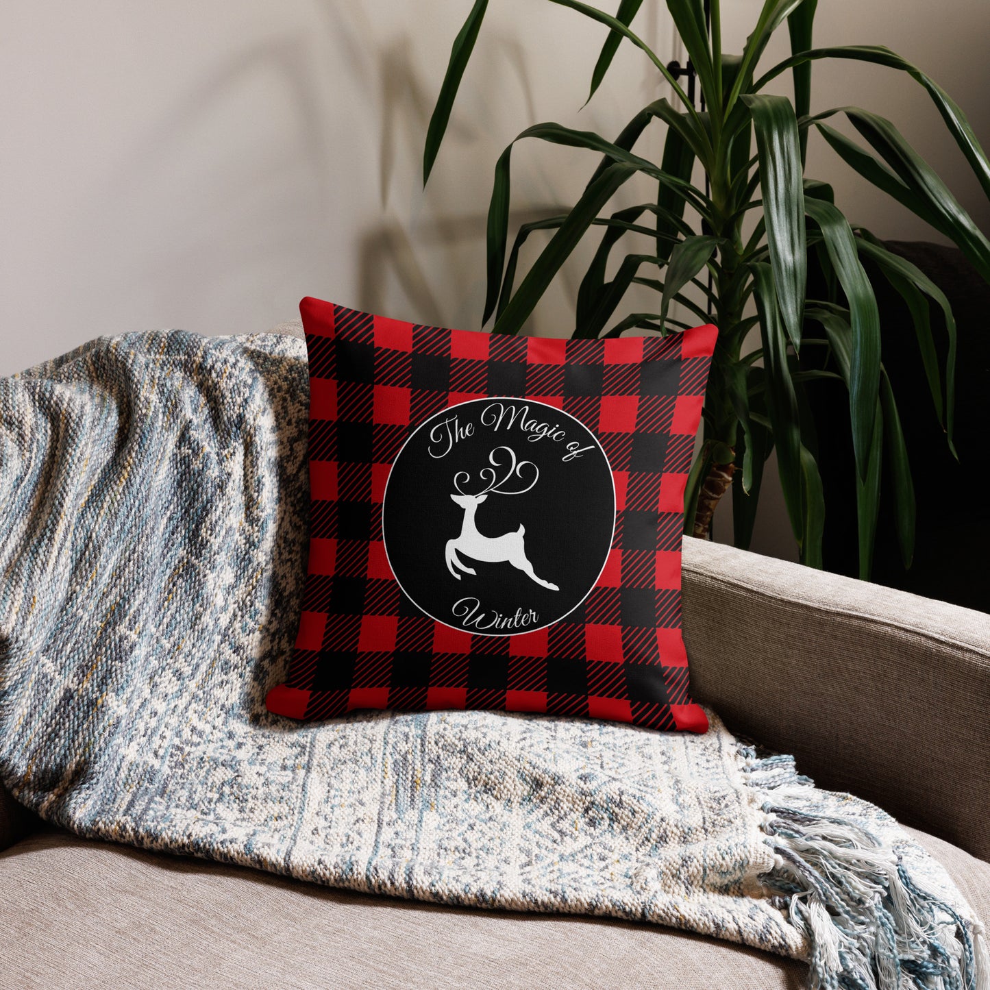 Buffalo Plaid Holiday Pillow, Winter Pillow