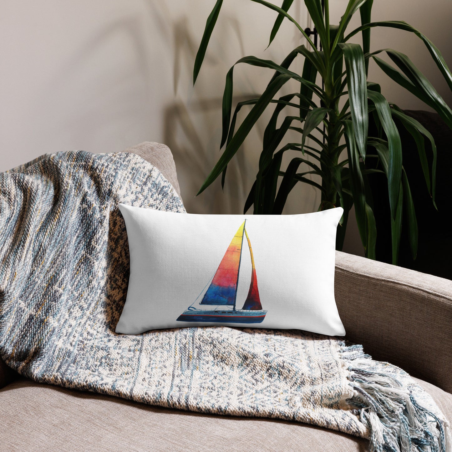 Better to Wake at Waneta Lake Sailboat Premium Pillow