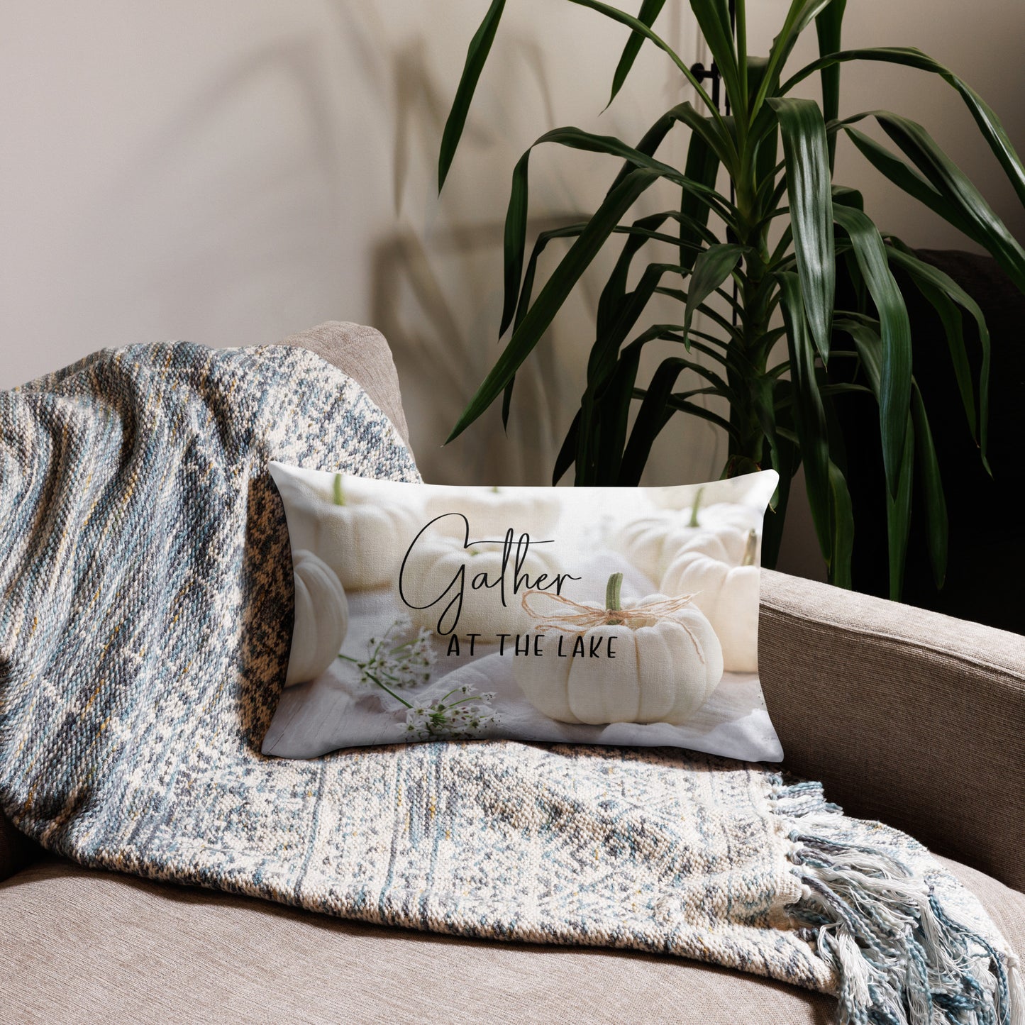 Gather at the Lake Premium Pillow with an autumn design