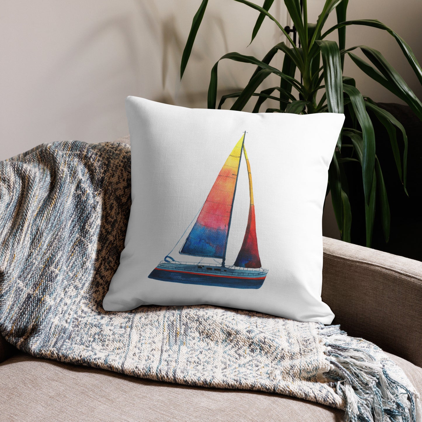 Better to Wake at Waneta Lake Sailboat Premium Pillow