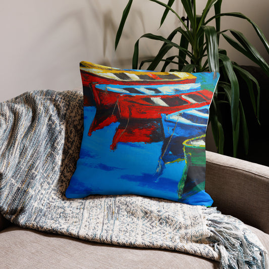 Colorful Rowboats Premium Pillow