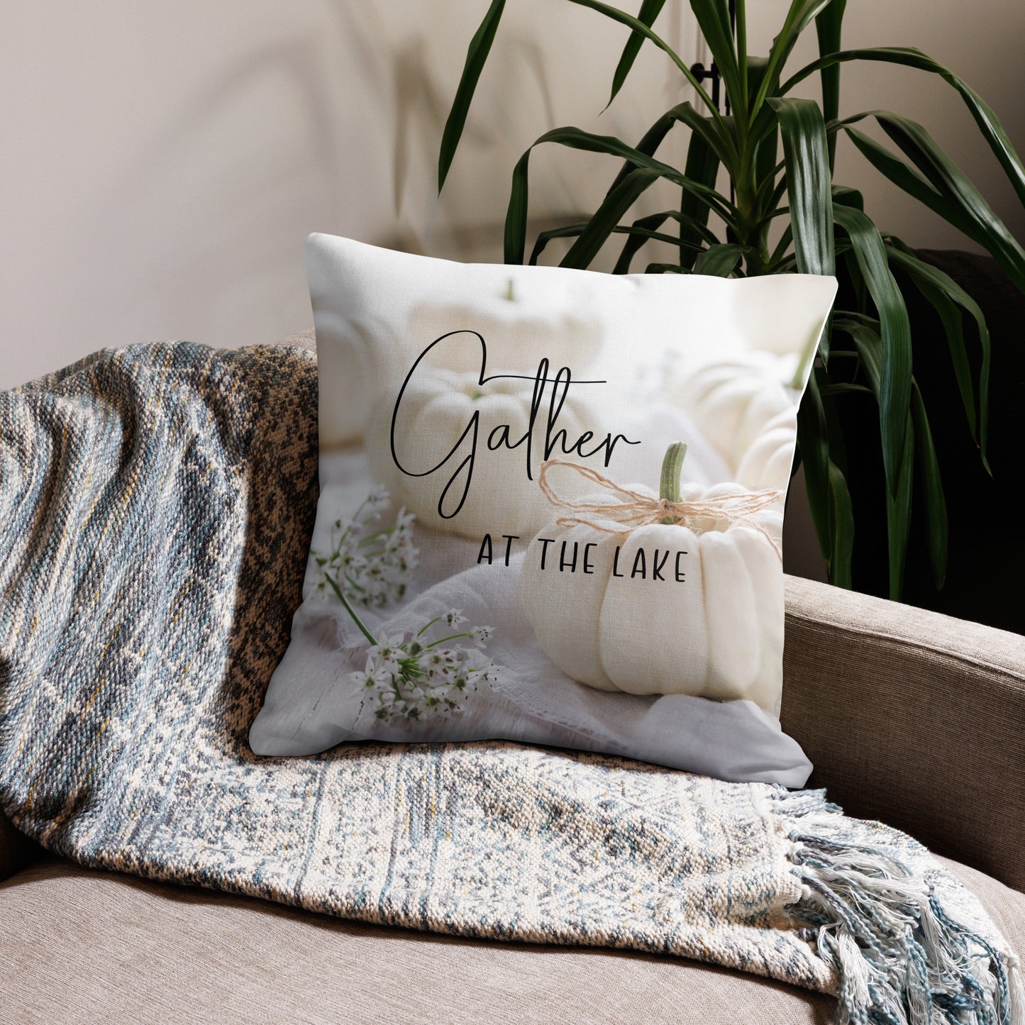 Gather at the Lake Premium Pillow with an autumn design