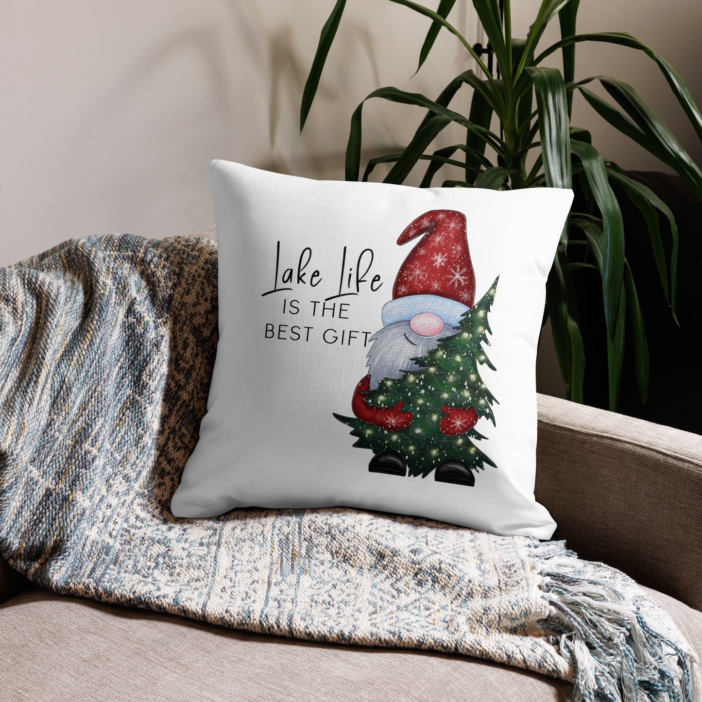 Christmas Pillow, Holiday Pillow, Seasonal Decor,  Lake Life is the Best Gift