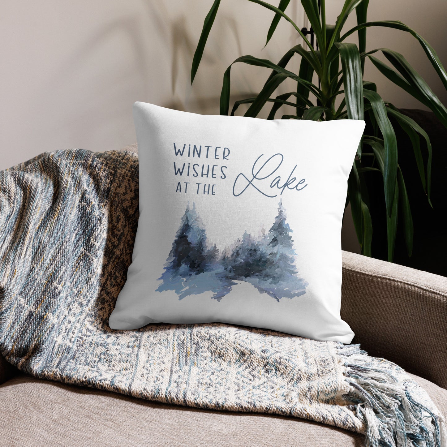 Holiday Pillow, Christmas Pillow, Winter Wishes at the Lake