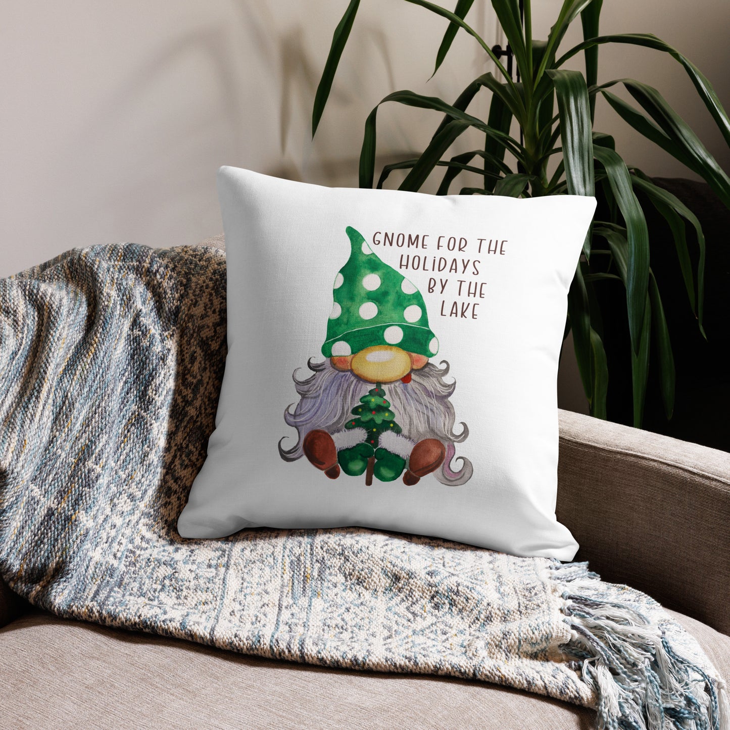 Holiday Decor, Gnome for the Holidays Throw Pillow