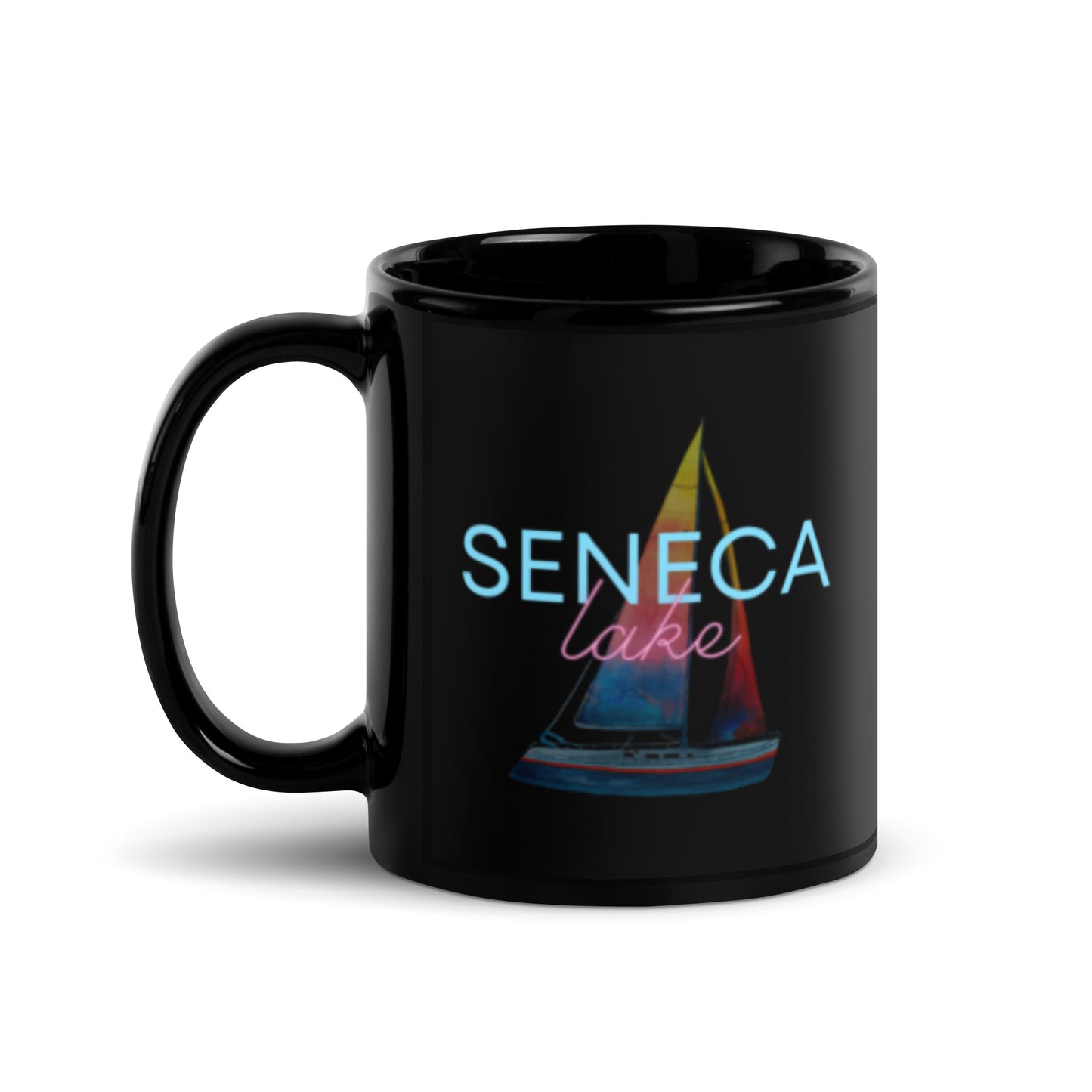 Black Glossy Mug - Seneca Lake Sailboat 2