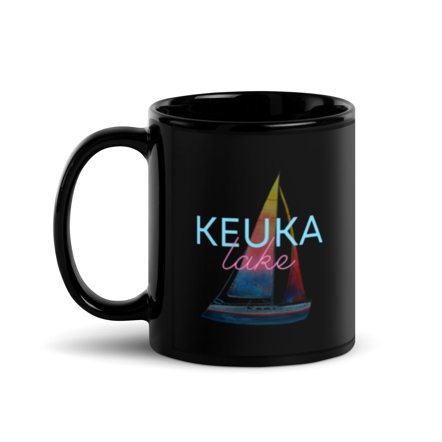 Black Glossy Mug - Keuka Lake Sailboat 2