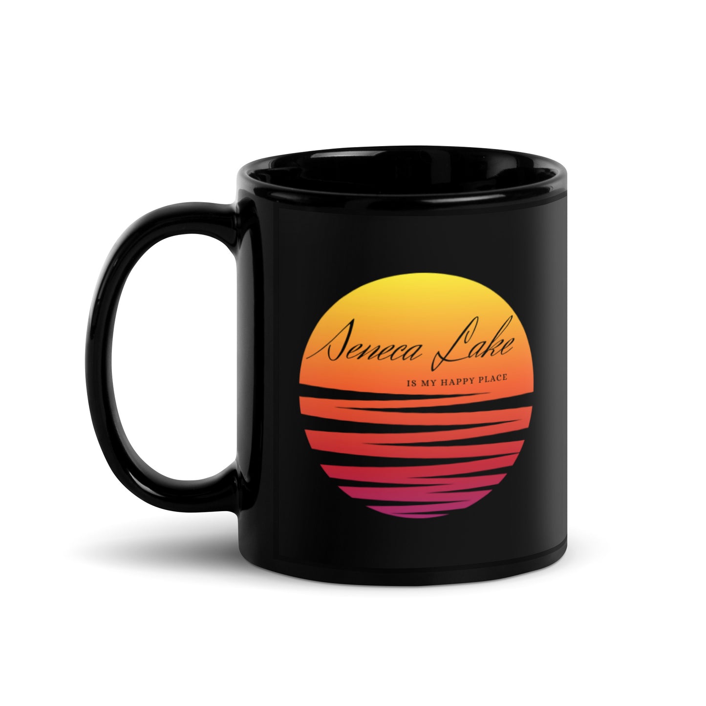 Black Glossy Mug - Seneca Lake is my happy place