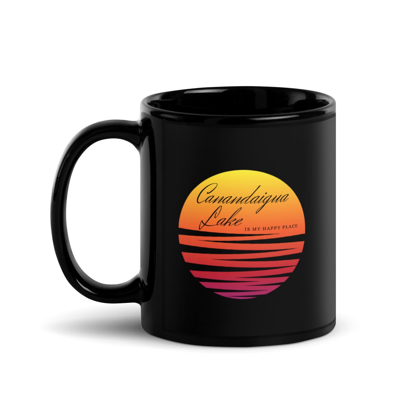 Black Glossy Mug - Canandaigua Lake is my happy place