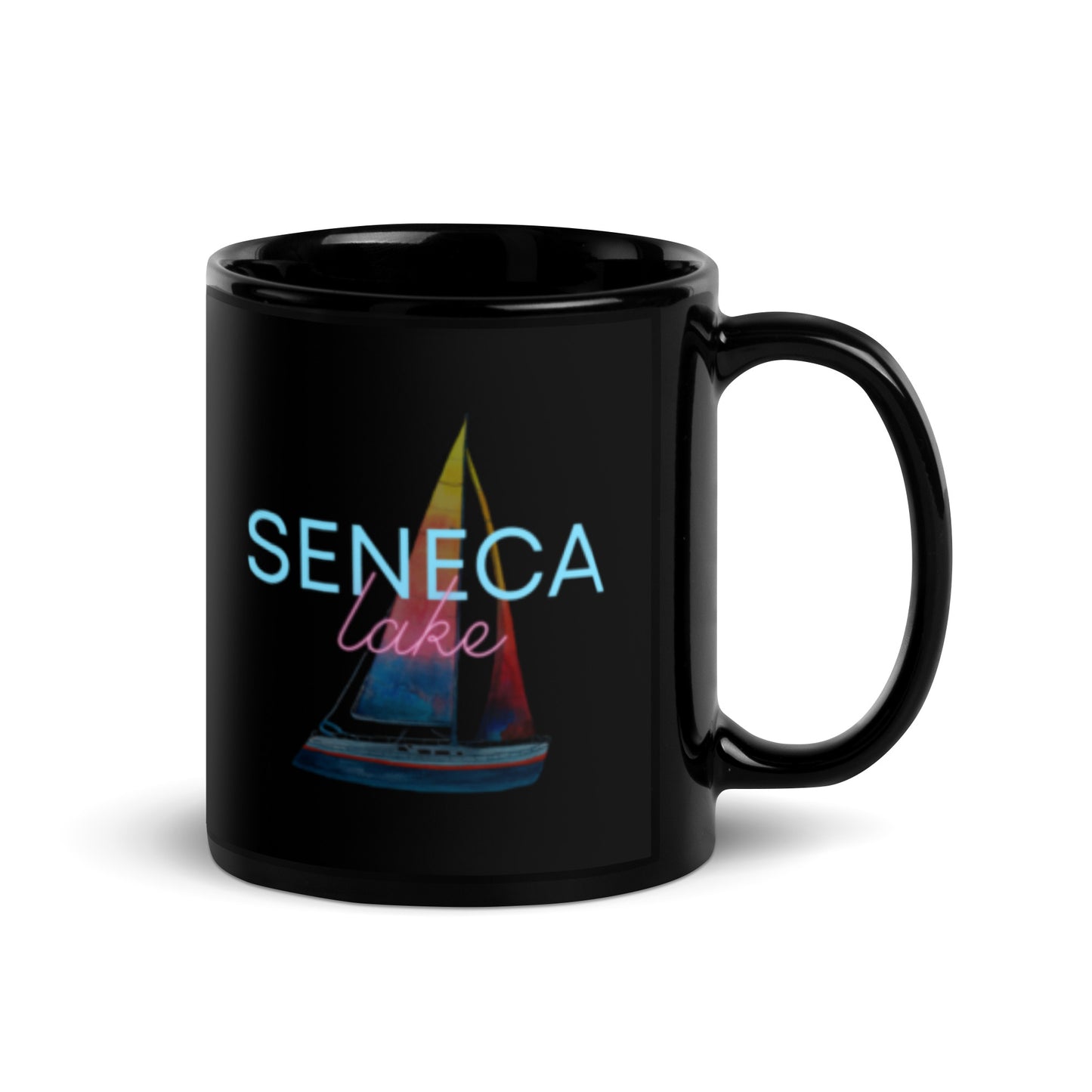 Black Glossy Mug - Seneca Lake Sailboat 2