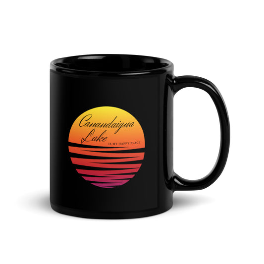 Black Glossy Mug - Canandaigua Lake is my happy place