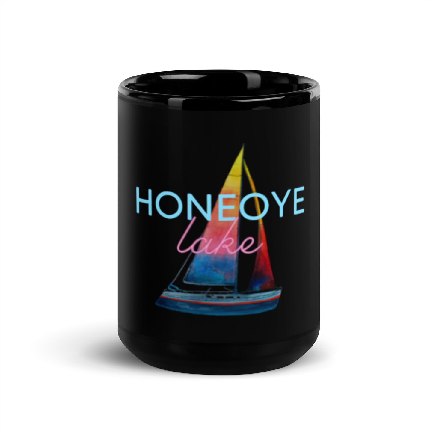 Black Glossy Mug - Honeoye Lake Sailboat 2