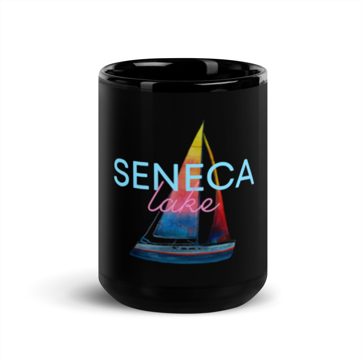 Black Glossy Mug - Seneca Lake Sailboat 2