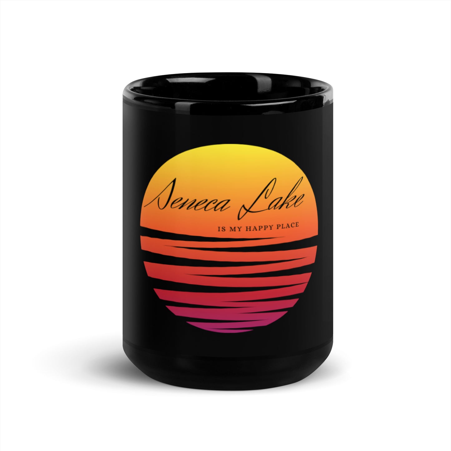 Black Glossy Mug - Seneca Lake is my happy place