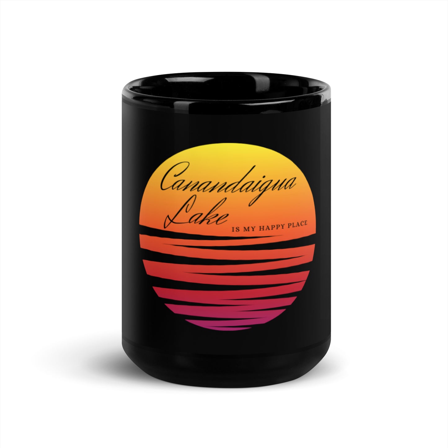 Black Glossy Mug - Canandaigua Lake is my happy place