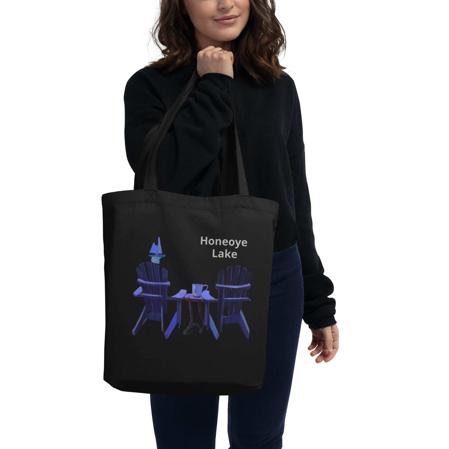 Eco Tote Bag - Honeoye Lake Adirondack & Sailboat