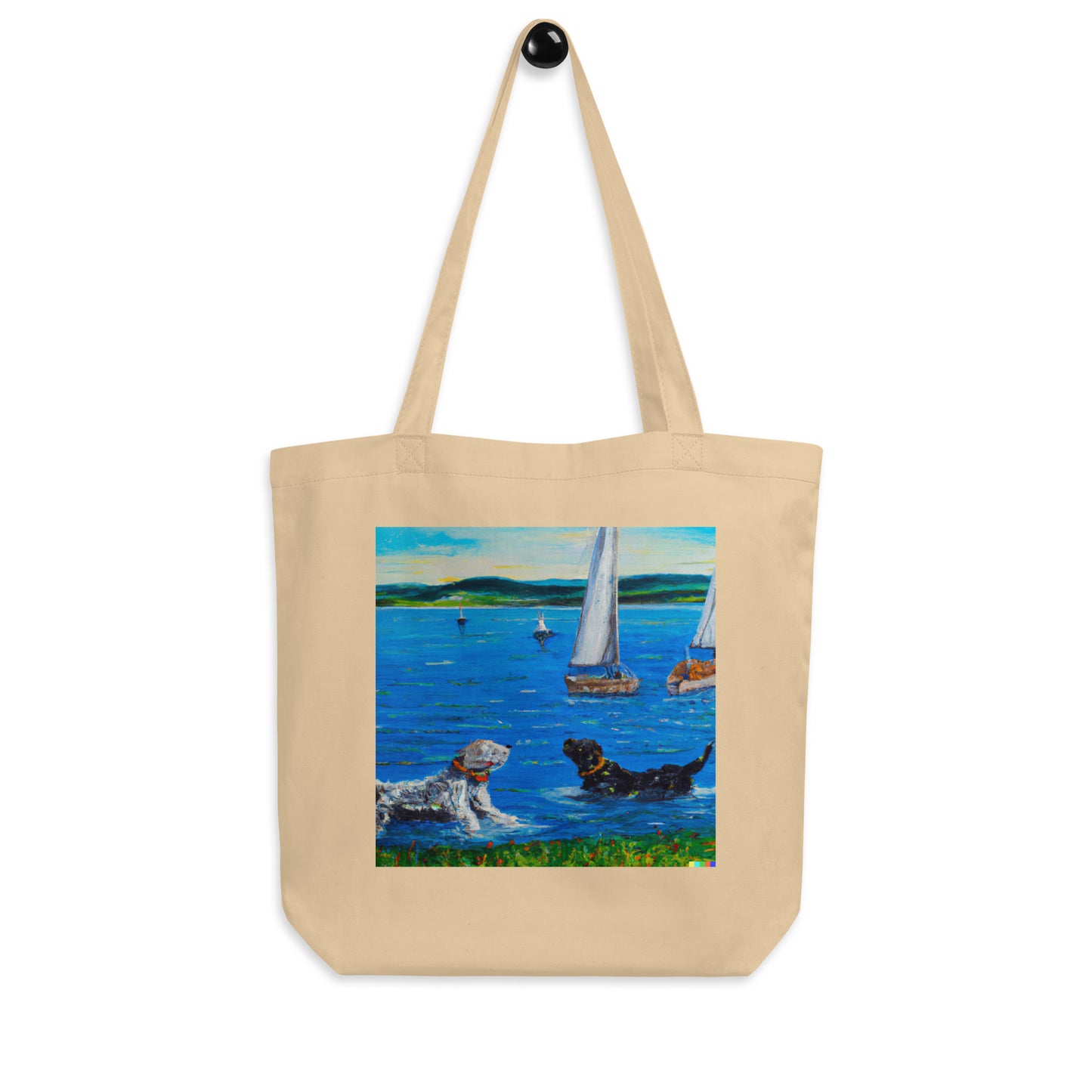 Eco Tote Bag - Honeoye Lake dogs & a sailboat