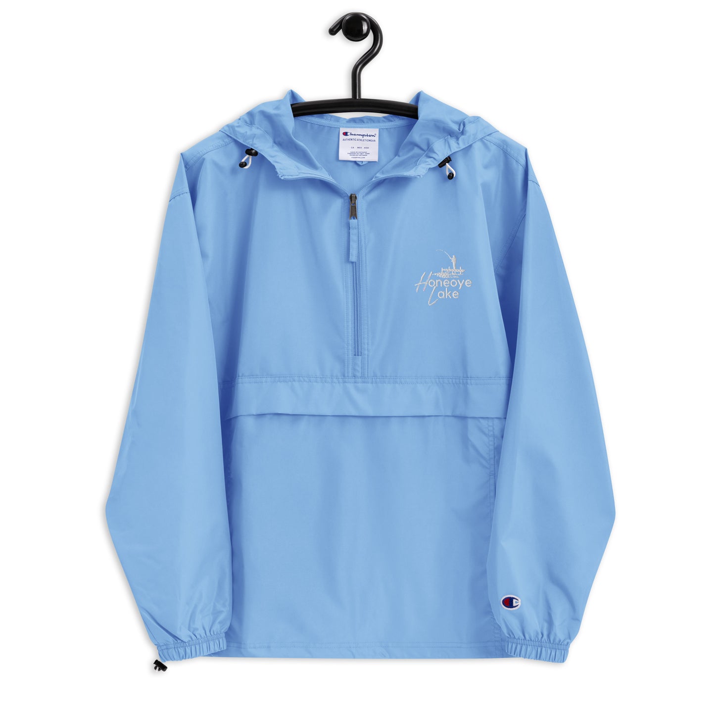 Embroidered Champion Packable Jacket - Honeoye Lake Fisherman on a Dock